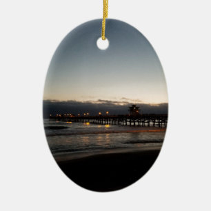 San Clemente Pier Nachtzeit Meer Kalifornien Keramikornament