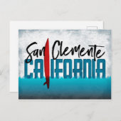 San Clemente Postcard California Surfboard Postkarte (Vorne/Hinten)