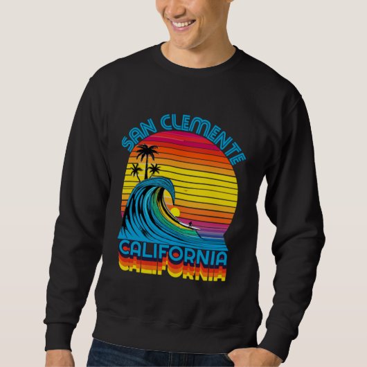 San Clemente Retro Throwback Surf & Beach Souvenir Sweatshirt (Vorderseite)