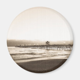San Clemete Pier Kalifornien Strand Vintage-Foto Magnet