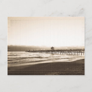 San Clemete Pier Kalifornien Strand Vintage-Foto Postkarte