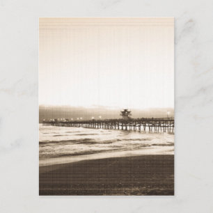 San Clemete Pier Kalifornien Strand Vintage-Foto Postkarte