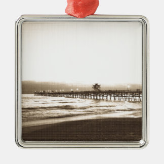 San Clemete Pier Vintages Foto am Strand Ornament Aus Metall