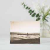 San Clemete Pier Vintages Foto am Strand Postkarte (Stehend Vorderseite)