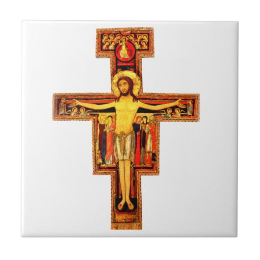 San Damiano Crucifix Cross Keramik Tile Fliese (Vorderseite)
