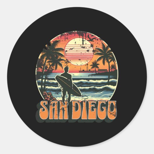 San Diego _2  Runder Aufkleber (Vorderseite)
