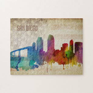 San Diego, Aquarell-Stadt-Skyline CAs   Puzzle