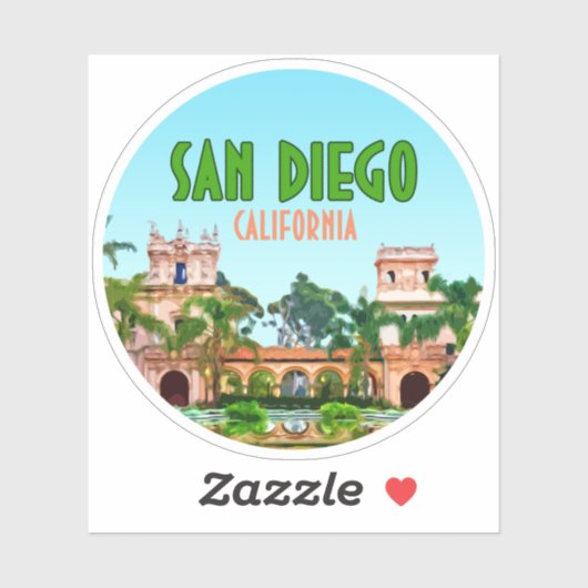 San Diego Balboa Park Vintag Aufkleber (Blatt)