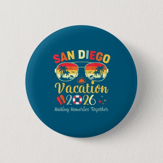 San Diego Beach Ca Urlaub Grafik Kunst Button (Vorderseite)