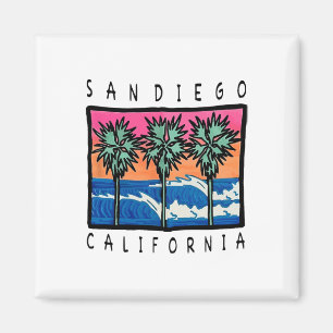 San Diego Beach Wellen Vintage Surfen Grafik Magnet