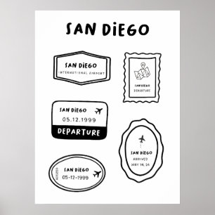 San Diego - Briefmarke reisen   Minimalistisch Poster