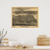 San Diego CA Birds Eye Panorama Karte 1880 Poster (Küche)