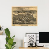 San Diego CA Birds Eye Panorama Karte 1880 Poster (Heimbüro)