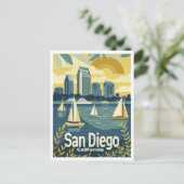 San Diego CA - Blick Save the Date über die Bucht Postkarte (Stehend Vorderseite)