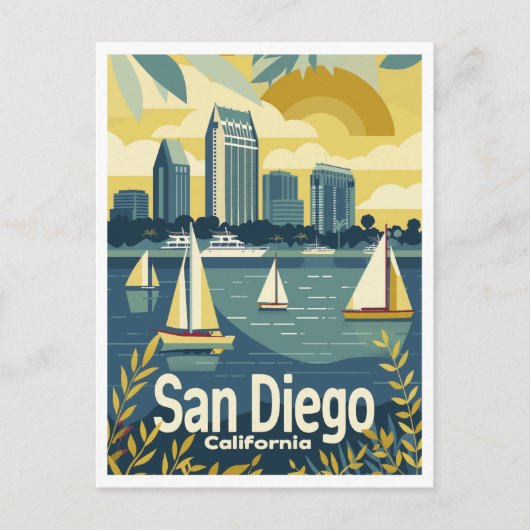 San Diego CA - Blick über die Bucht Postkarte (Vorderseite)