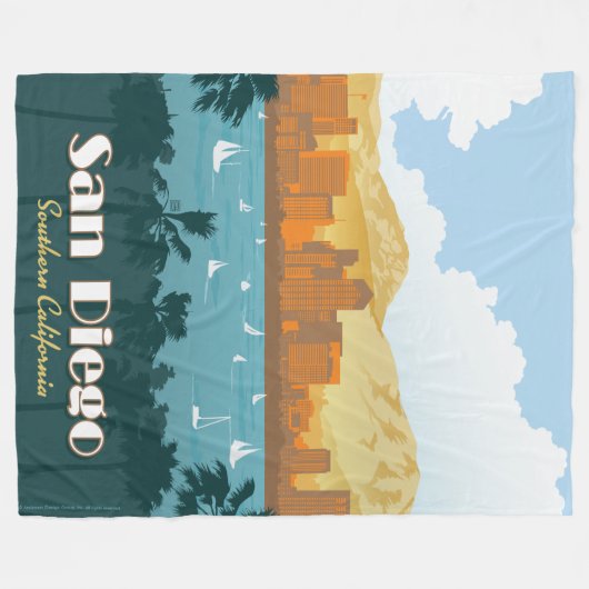 San Diego, CA Fleecedecke (Vorderseite (Horizontal))
