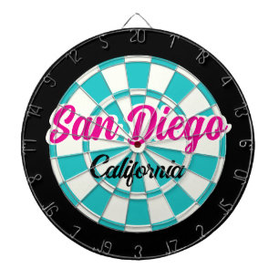 San Diego CA Heißrosa Türkis Weiß Schwarz Dartscheibe