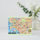 San Diego CA Karte Postkarte (Stehend Vorderseite)