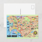 San Diego CA Karte Postkarte (Vorne/Hinten)