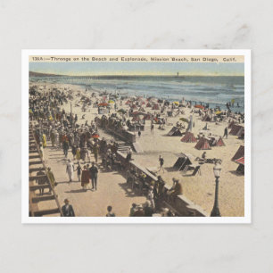 San Diego CA, Mission Beach 1945 Vintage Postkarte