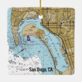 San Diego CA Nautical Chart Keramikornament (Rückseite)