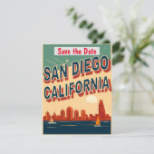 San Diego, CA, Save the Date, Vintage Postkarte (Stehend Vorderseite)