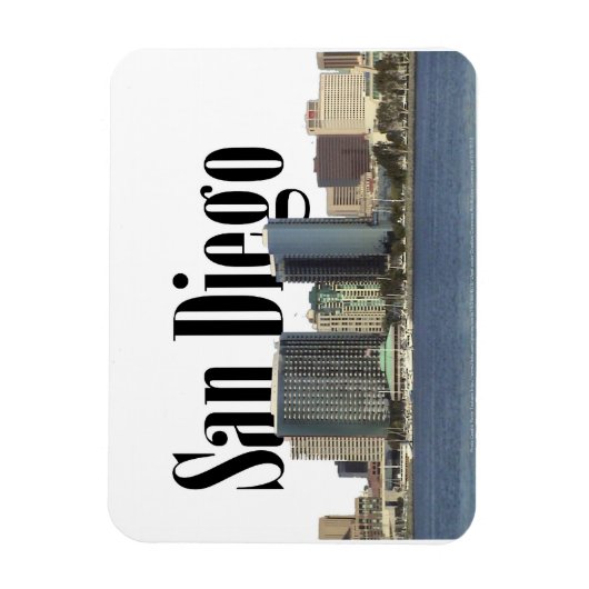 San Diego CA Skyline mit San Diego im Himmel Magnet (Vertikal)