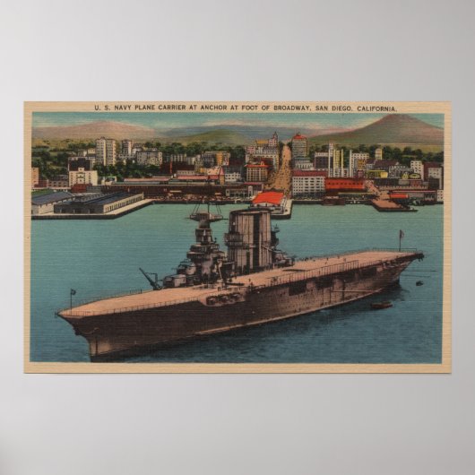 San Diego, CA - View US Navy Aircraft Carrier Poster (Vorne)