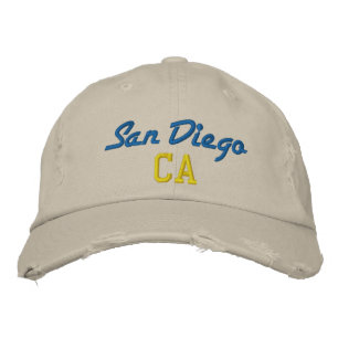 San Diego CA Vintager blauer und gelber Stil Bestickte Baseballkappe