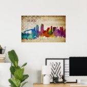 San Diego, CA | Watercolor City Skyline Poster (Heimbüro)