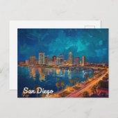 San Diego CA Waterfront City Art Postkarte (Vorne/Hinten)
