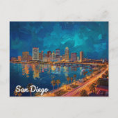 San Diego CA Waterfront City Art Postkarte (Vorderseite)
