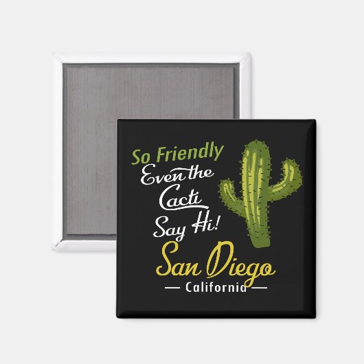 San Diego Cactus Funny Retro Magnet (Vorderseite/Rückseite)