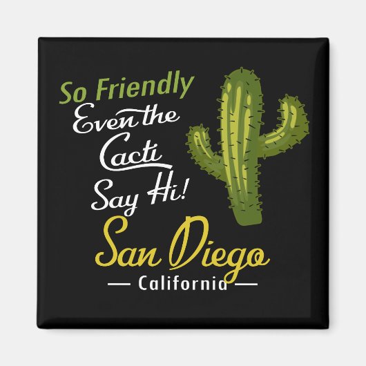 San Diego Cactus Funny Retro Magnet (Vorne)