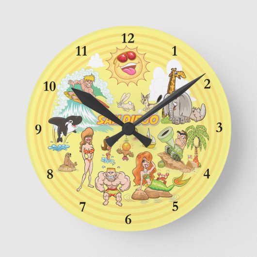 San Diego California Acryluhr Runde Wanduhr (Vorderseite)