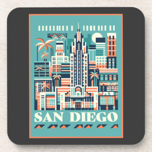 San Diego California Art Deco Getränkeuntersetzer