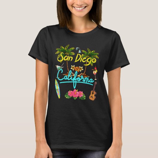 San Diego California Beach Summer Palm Sun Set Pal T-Shirt (Vorderseite)