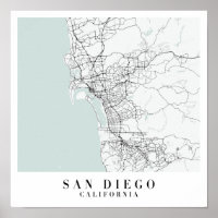 San Diego California Blue Water Street Karte