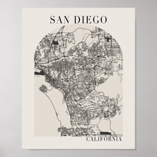 San Diego California Boho Arch Street Karte Poster (Vorne)