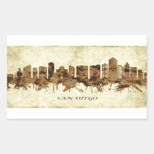 San Diego California Cityscape Rechteckiger Aufkleber