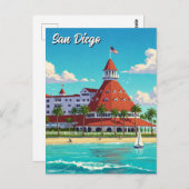 San Diego California Coronado Hotel Postkarte (Vorne/Hinten)