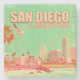San Diego California Downtown-Souvenirs 1950er Jah Steinuntersetzer