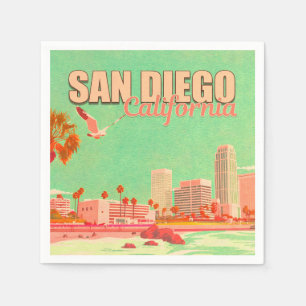 San Diego California Downtown Souvenirs 1950er Serviette