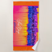 San Diego, California Neon Color - Sunset Strandtuch (Vorderseite)
