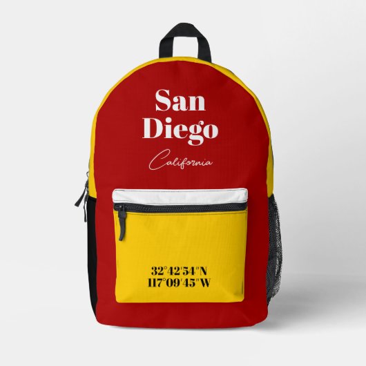 San Diego California ODER IHRER TEXT Bedruckter Rucksack (Vorderseite)