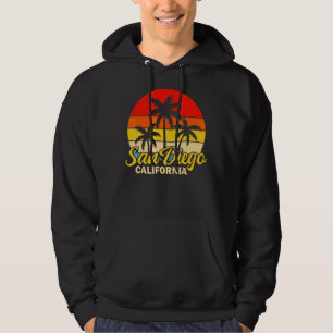 San Diego California Palm Tree Summer Surfing Hoodie