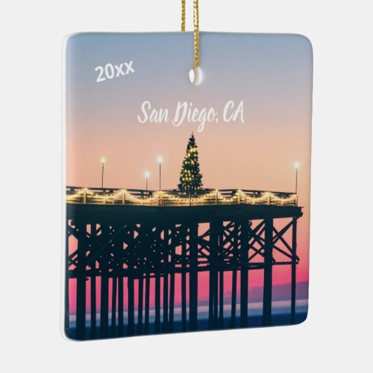 San Diego California Pink Blue Memorynachricht Fot Keramikornament (Rechts)