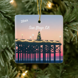San Diego California Pink Blue Memorynachricht Fot Keramikornament