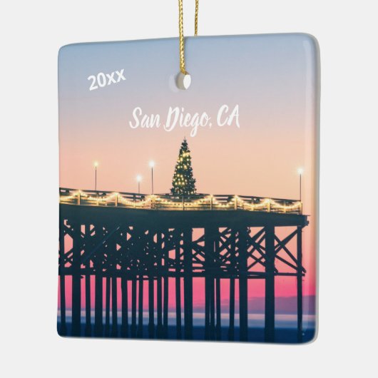 San Diego California Pink Blue Memorynachricht Fot Keramikornament (Links)