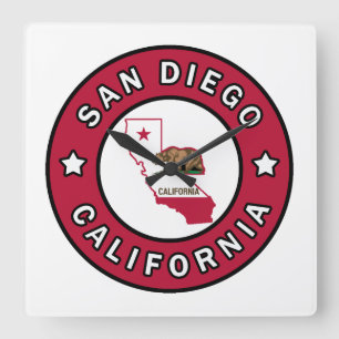 San Diego California Quadratische Wanduhr